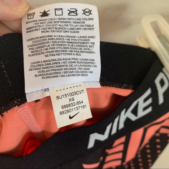 Nike Pro Dri-Fit Pink Black Geometric Crop Legging - Picture 9 of 10